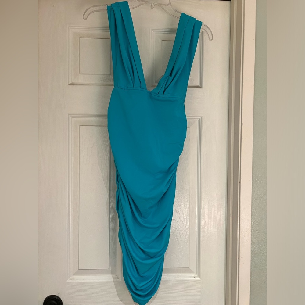 Fashion Nova turquoise dress size L. Runs small